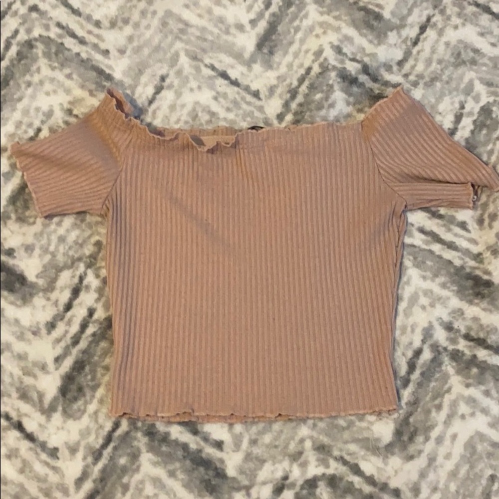 Pink off the shoulder crop top